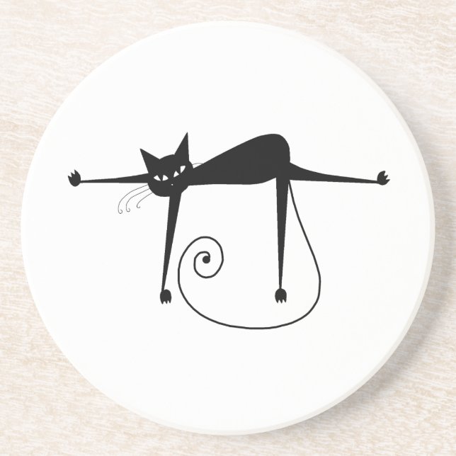 Dessous De Verre En Grès Kitty fantaisie noir 8 (Devant)