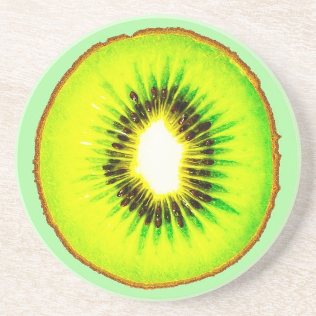 Dessous De Verre En Grès kiwi personnalisable (Devant)