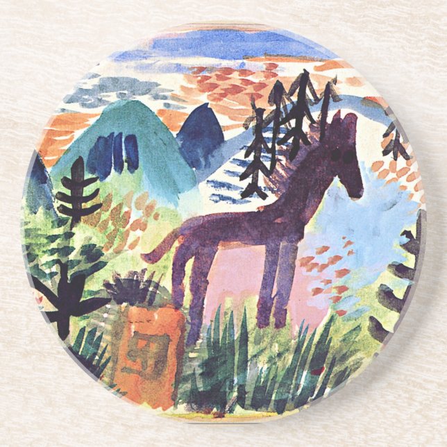 Dessous De Verre En Grès Klee - Le Cheval, célèbre peinture (Devant)