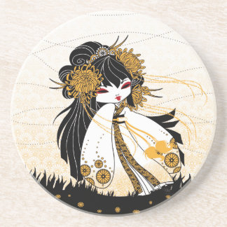 Dessous De Verre En Grès kokeshi chrysanthème