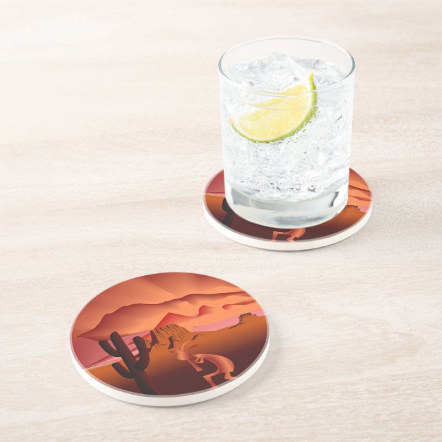 Dessous De Verre En Grès Kokopelli Sud-Ouest (Côté)