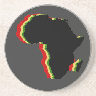 Dessous De Verre En Grès La "Afrique - rouge, or, vert et noir "