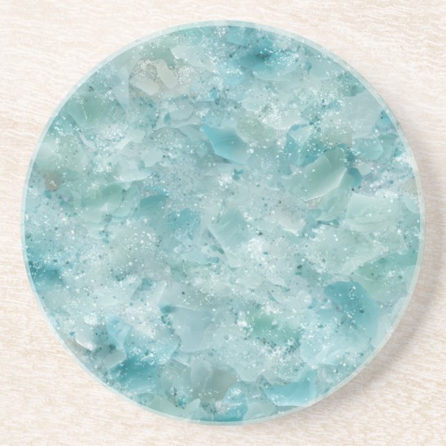 Dessous De Verre En Grès La beauté de l'océan. Aqua Crystal.  (Devant)