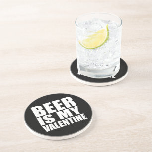 Dessous De Verre En Grès La bière est ma Saint Valentin