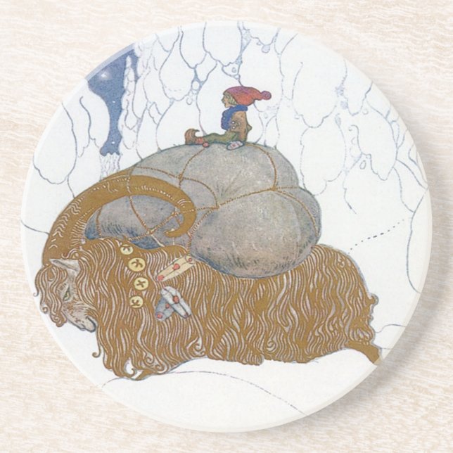 Dessous De Verre En Grès La chèvre de Noël par John Bauer (Devant)