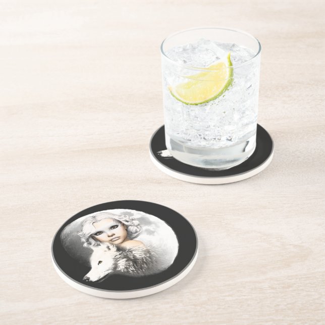 Dessous De Verre En Grès La Dame de la Lune (Côté)