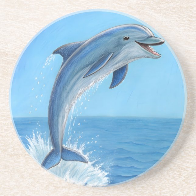 Dessous De Verre En Grès La danse silencieuse du dauphin (Devant)