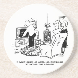 Dessous De Verre En Grès La femme masque la télécommande de la télévision