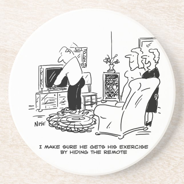 Dessous De Verre En Grès La femme masque la télécommande de la télévision (Devant)