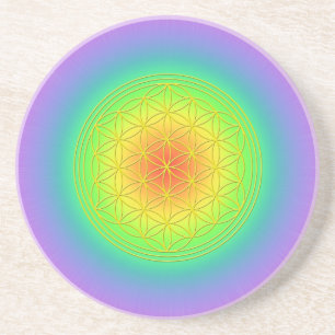 Dessous De Verre En Grès La Fleur de la vie Chakra 1