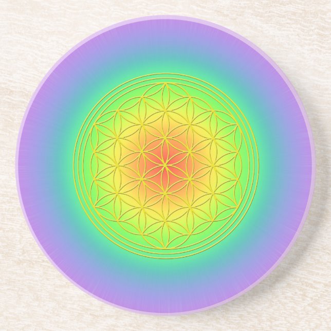 Dessous De Verre En Grès La Fleur de la vie Chakra 1 (Devant)