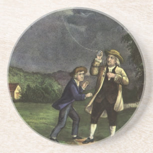 Dessous De Verre En Grès La foudre et l'expérience de cerf-volant de Benjam