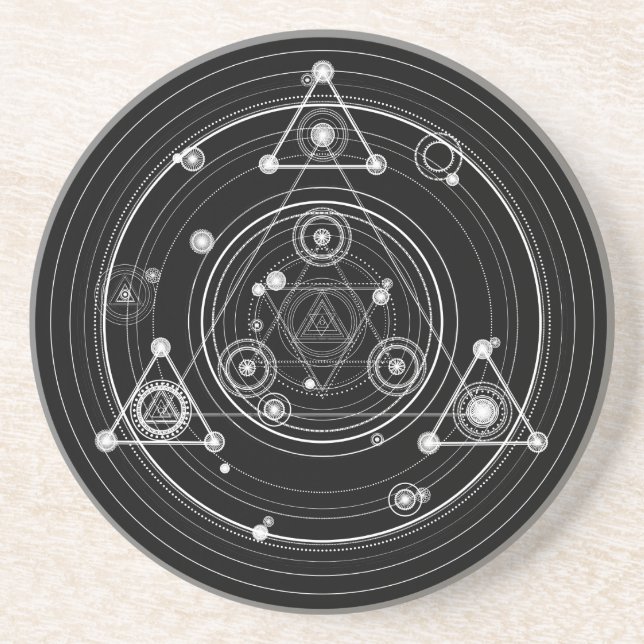 Dessous De Verre En Grès La géométrie sacrée de style occulte foncé (Devant)