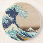 Dessous De Verre En Grès La grande vague par le Japonais vintage de Hokusai<br><div class="desc">La grande vague outre de Kanagawa (神奈川沖浪裏) est une copie vintage de bois de graveur d'ukiyo-e par l'artiste japonais Katsushika Hokusai,  fait un jour ou l'autre entre 1829 et 1832 - d'abord de la série des trente-six vues du mont Fuji.</div>
