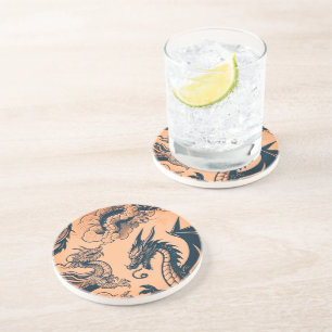 Dessous De Verre En Grès La guerre des dragons Cieux orange