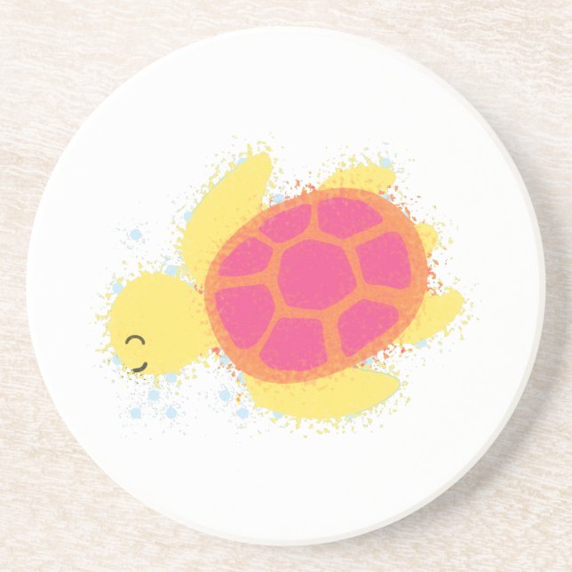 Dessous De Verre En Grès La jolie tortue de mer (Devant)