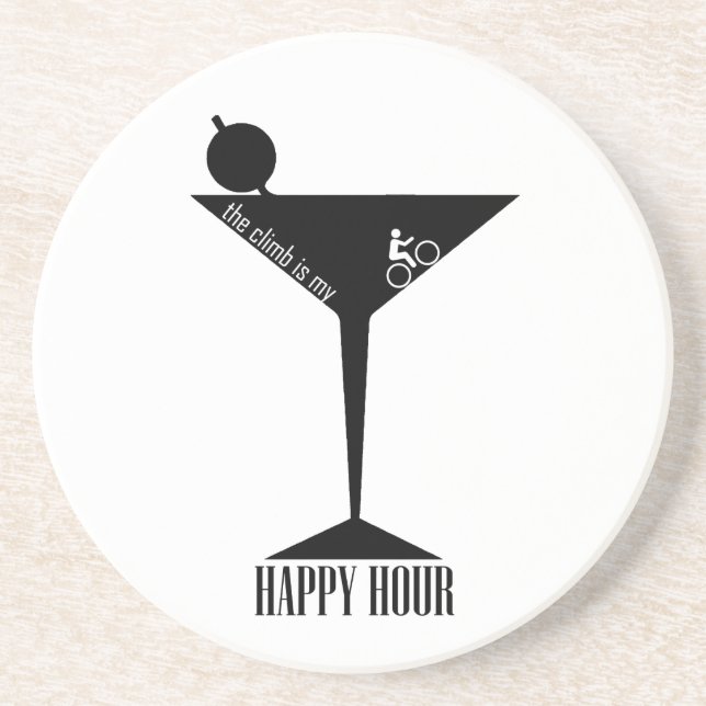 Dessous De Verre En Grès La Montée Est Mon Heureuse Heure (Devant)