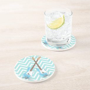 Dessous De Verre En Grès La musique note le destin bleu de motif de zigzags