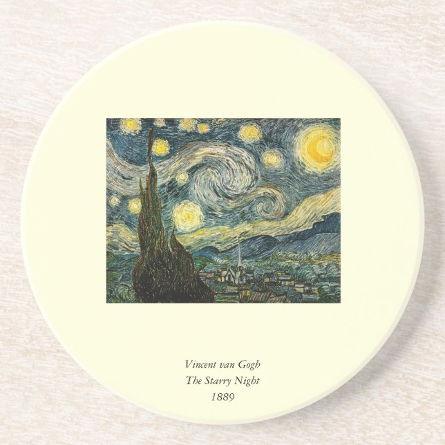 Dessous De Verre En Grès La nuit étoilée de Vincent van Gogh (1889) (Devant)