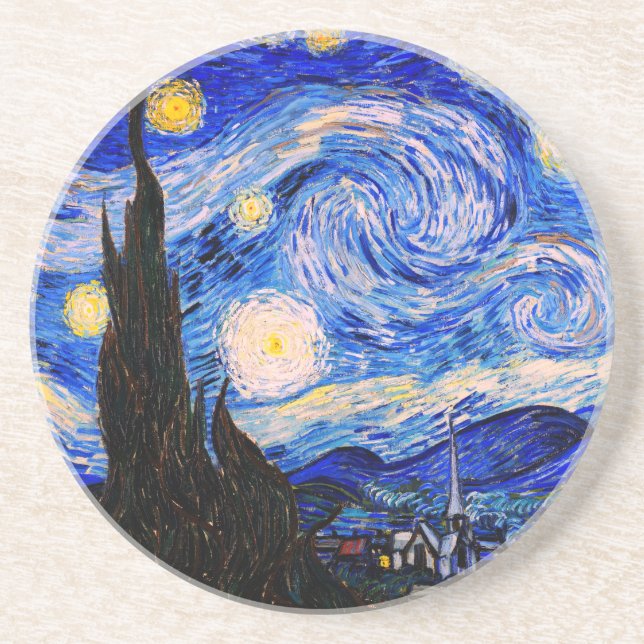 Dessous De Verre En Grès La nuit étoilée par Vincent Van Gogh (Devant)
