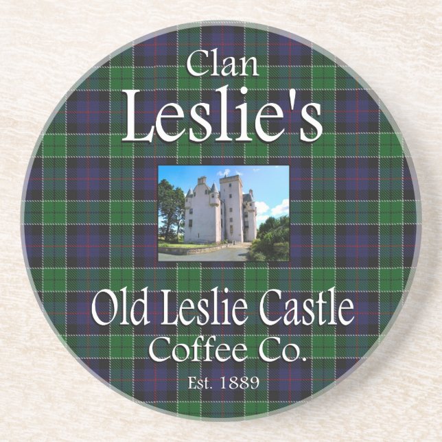 Dessous De Verre En Grès La Old Leslie Castle Coffee Co de Clan Leslie. (Devant)
