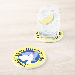 DESSOUS DE VERRE EN GRÈS LA PAIX EST ENTRE NOS MAINS