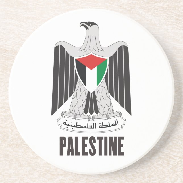 Dessous De Verre En Grès La PALESTINE - emblème/drapeau/manteau des (Devant)