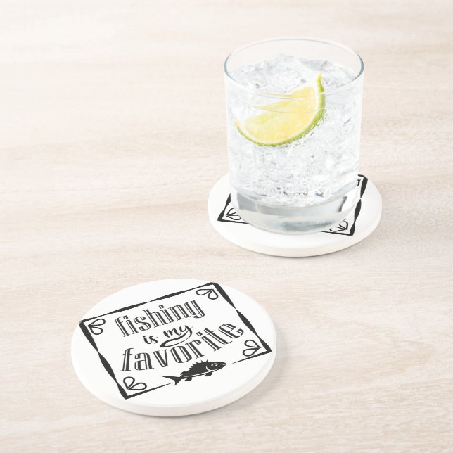 Dessous De Verre En Grès La pêche est ma citation préférée (Côté)