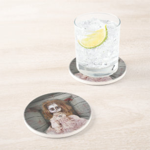 Dessous De Verre En Grès La poupée en porcelaine hantée vintage de Slippery