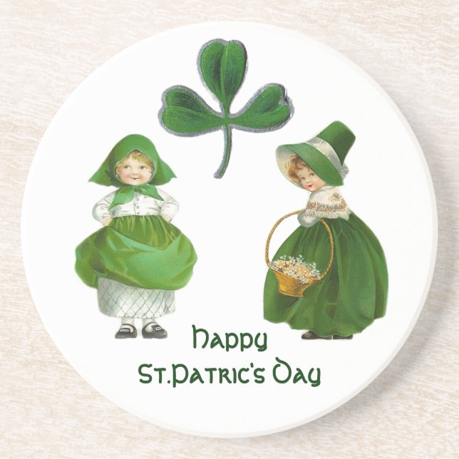 DESSOUS DE VERRE EN GRÈS LA SAINT-PATRICK - FILLES IRLANDAISES (Devant)