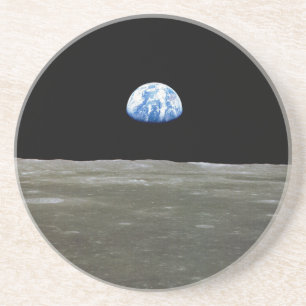 Dessous De Verre En Grès La Terre depuis la Lune dans l'espace noir : lever