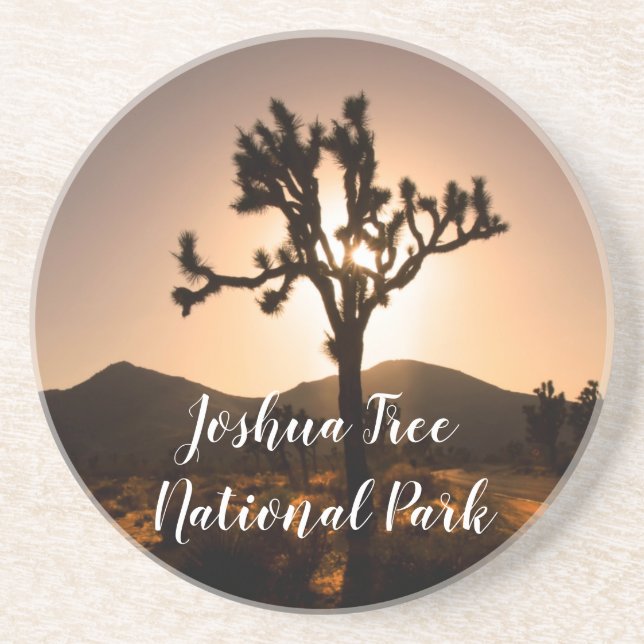 Dessous De Verre En Grès La tombée de la nuit commence à Joshua Tree  (Devant)