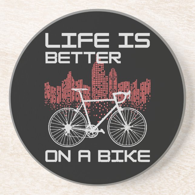 Dessous De Verre En Grès La vie est meilleure à vélo (Devant)