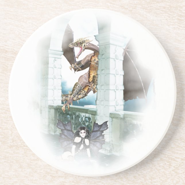 Dessous De Verre En Grès La Vignette du Dragon (Devant)