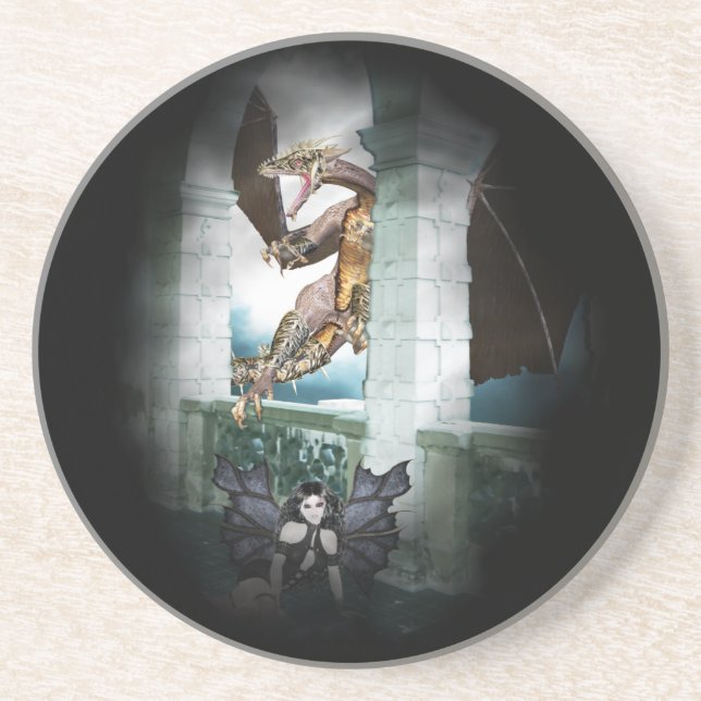 Dessous De Verre En Grès La Vignette du Dragon (Devant)