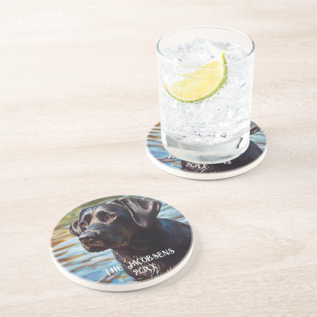 Dessous De Verre En Grès Laboratoire noir dans l'eau (Côté)