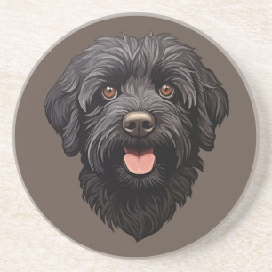 Dessous De Verre En Grès Labradoodle Chien Noir