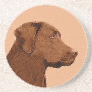 Dessous De Verre En Grès Labrador Retriever (Chocolat) Peinture - Chien Art
