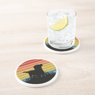 Dessous De Verre En Grès Labrador Retro Sunset