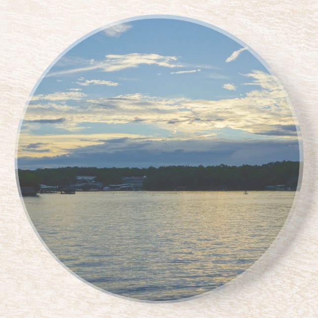 Dessous De Verre En Grès Lac Sunset Bleu D'Ozarks (Devant)