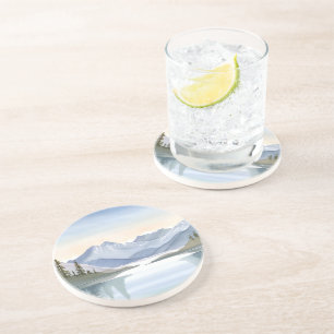 Dessous De Verre En Grès Lac Tahoe Paysage de montagne à l'aquarelle