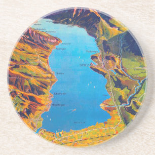 Dessous De Verre En Grès Lac vintage de Thun Suisse Voyage