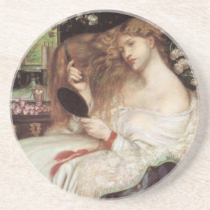 Dessous De Verre En Grès Lady Lilith de Rossetti, Portrait Victorien Ancien