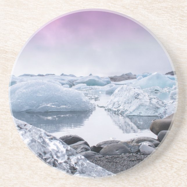 Dessous De Verre En Grès Lagune de glacier de l'Islande (Devant)