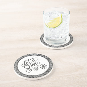 Dessous De Verre En Grès Laisser la neige gris et Dessous de verre de grès