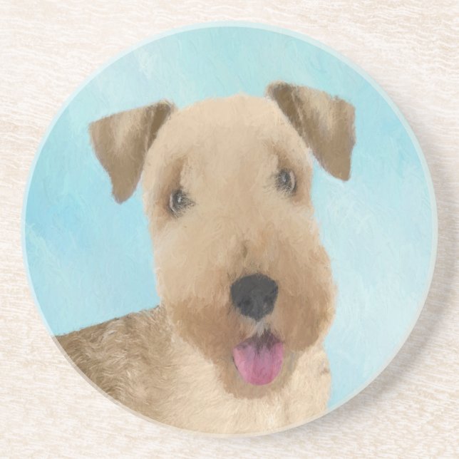 Dessous De Verre En Grès Lakeland Terrier Peinture - Cute Original Chien Ar (Devant)