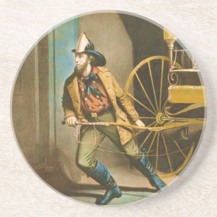 Dessous De Verre En Grès L'American Firefighter Vintage pompier Style 2