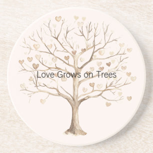 Dessous De Verre En Grès L'amour grandit sur les cœurs d'arbres