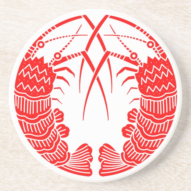 Dessous De Verre En Grès Langoustes épineuses face à face (Devant)