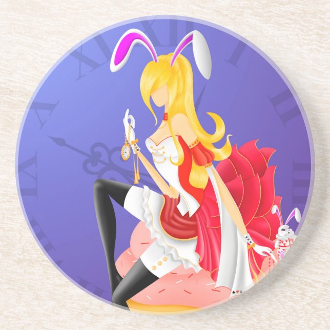 Dessous De Verre En Grès Lapin Blanc sur cupcake  (Devant)